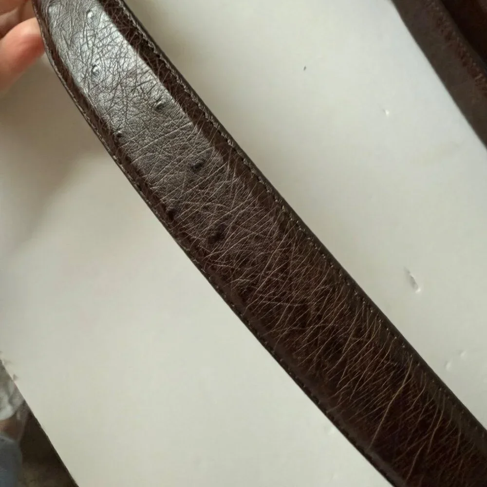 Rod Patrick Boots Mens Western Belt 1.25" Size 36 Taper End Brown Smooth Ostrich - Picture 6 of 12
